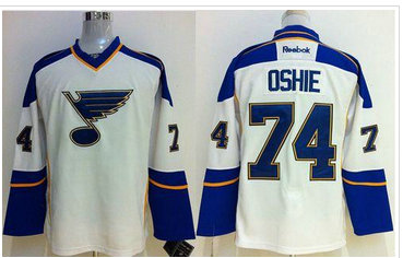 St. Louis Blues #74 T.J Oshie White Stitched NHL Jersey
