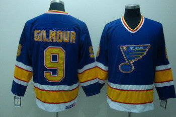ST LOUIS BLUES 9 Gilmour Blue Jerseys CCM ST LOUIS BLUES 9 Gilmour Blue Jerseys CCM