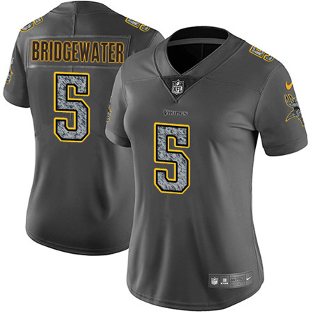 Nike Vikings #5 Teddy Bridgewater Gray Static Women's NFL Vapor Untouchable Game Jersey