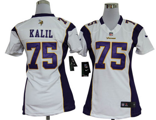Women Nike Minnesota Vikings 75 Matt Kalil White Jerseys