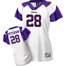 Minnesota Vikings 28 Adrian Peterson Women White Jersey