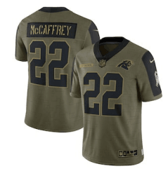 Youth Carolina Panthers #22 Christian McCaffrey Nike Olive 2021 Salute To Service Limited Player Jersey