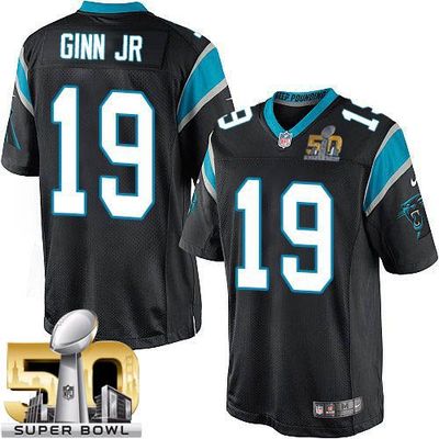 Nike Panthers #19 Ted Ginn Jr Black Team Color Super Bowl 50 Youth Stitched NFL Elite Jersey