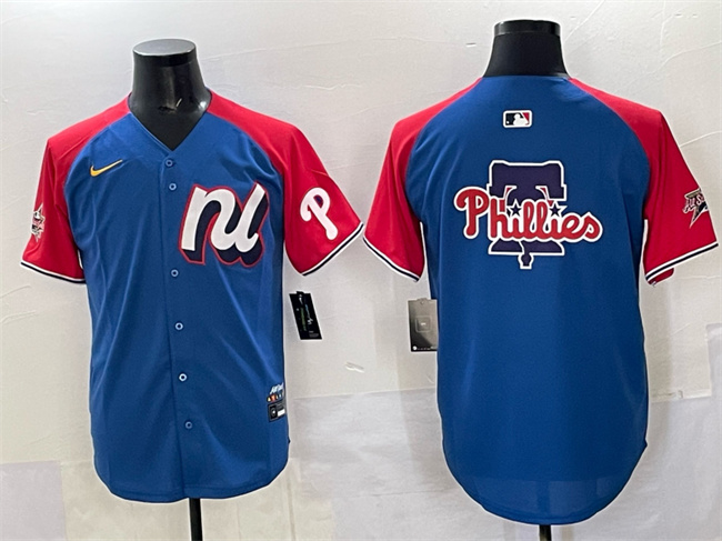 Men's National League Philadelphia Phillies Team Big Logo Blue Red Alternate 2025 All-Star Edition Limited Stitched Baseball Jersey Men's National League Philadelphia Phillies Team Big Logo Blue Red Alternate 2025 All-Star Edition Limited Stitched Baseball Jersey