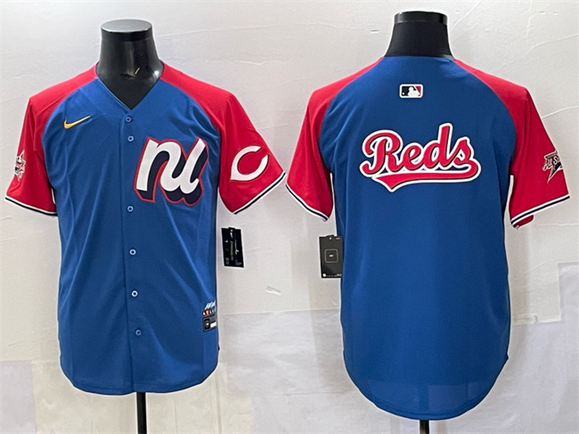 Men's National League Cincinnati Reds Team Big Logo Blue Red Alternate 2025 All-Star Edition Limited Stitched Baseball Jersey Men's National League Cincinnati Reds Team Big Logo Blue Red Alternate 2025 All-Star Edition Limited Stitched Baseball Jersey