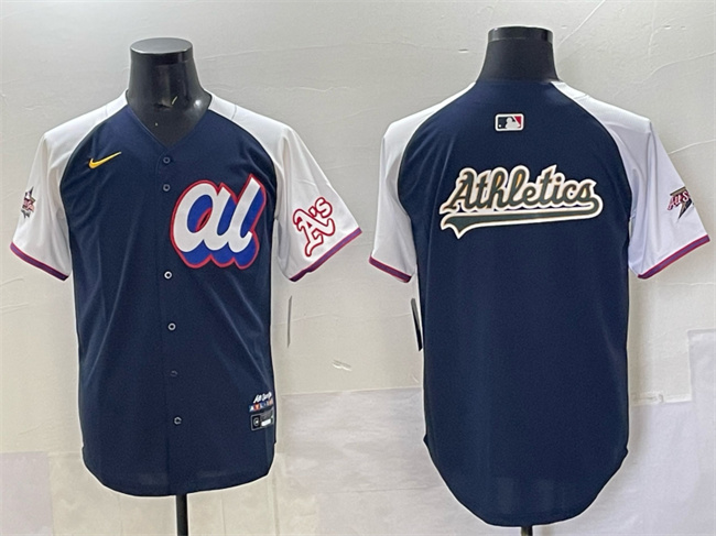 Men's American League Oakland Athletics Team Big Logo Navy Alternate 2025 All-Star Edition Limited Stitched Baseball Jersey Men's American League Oakland Athletics Team Big Logo Navy Alternate 2025 All-Star Edition Limited Stitched Baseball Jersey