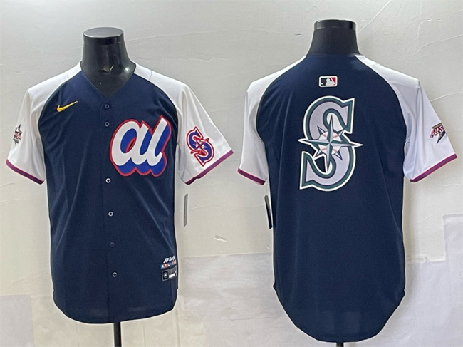 Men's American League Seattle Mariners Team Big Logo Navy Alternate 2025 All-Star Edition Limited Stitched Baseball Jersey Men's American League Seattle Mariners Team Big Logo Navy Alternate 2025 All-Star Edition Limited Stitched Baseball Jersey