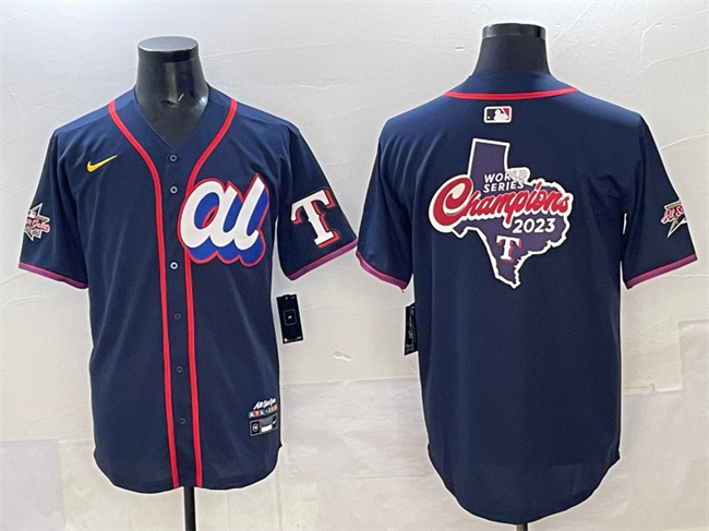 Men's American League Texas Rangers Team Big Logo Navy 2025 All-Star Edition Limited Stitched Baseball Jersey