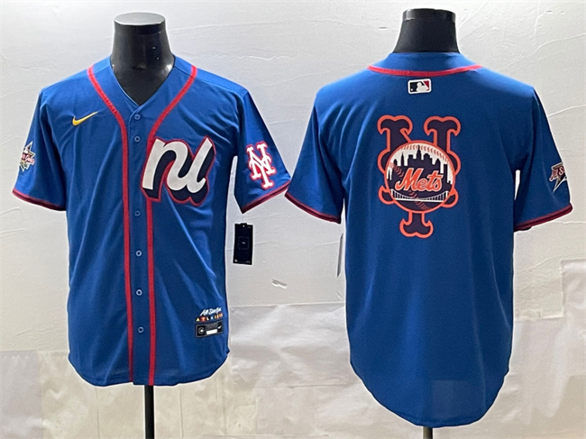 Men's National League New York Mets Team Big Logo Blue 2025 All-Star Edition Limited Stitched Baseball Jersey 002 Men's National League New York Mets Team Big Logo Blue 2025 All-Star Edition Limited Stitched Baseball Jersey 002