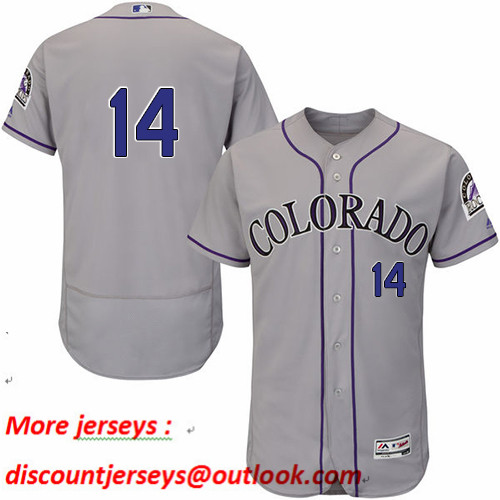 Rockies #14 Tony Wolters Grey Flexbase Authentic Collection Stitched Baseball Jersey