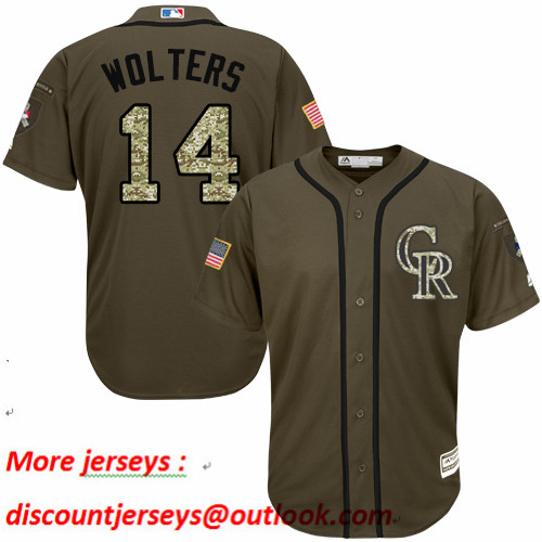 Rockies #14 Tony Wolters Green Salute to Service Stitched Baseball Jersey