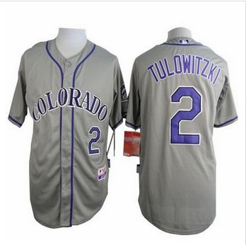 Colorado Rockies #2 Troy Tulowitzki Grey Cool Base Stitched Baseball Jersey