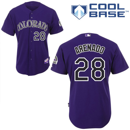 Colorado Rockies #28Nolan Arenado Authentic Personalized Alternate Purple Jersey