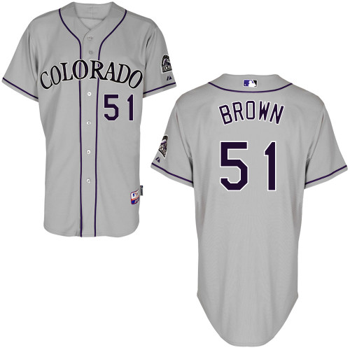 Colorado Rockies #51 Brooks Brown Authentic Personalized Road Gray Jersey