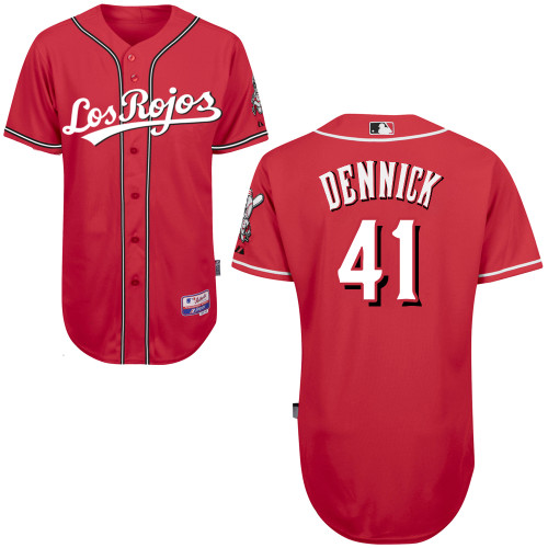 Cincinnati Reds #41 Dennick Authentic Personalized Alternate Los Rojos red Jersey