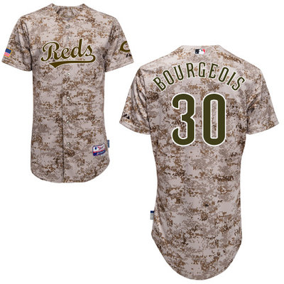 Cincinnati Reds #30 Bourgeois Authentic Personalized Alternate Camo Jersey
