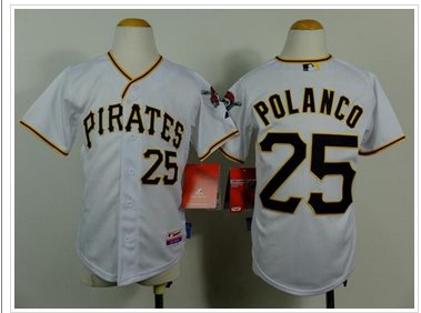 Youth Pirates #25 Gregory Polanco White Cool Base Baseball Jersey Youth Pirates #25 Gregory Polanco White Cool Base Baseball Jersey