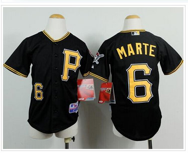 Youth MLB Pittsburgh Pirates #6 Starling Marte Black Cool Base Stitched Baseball Jersey