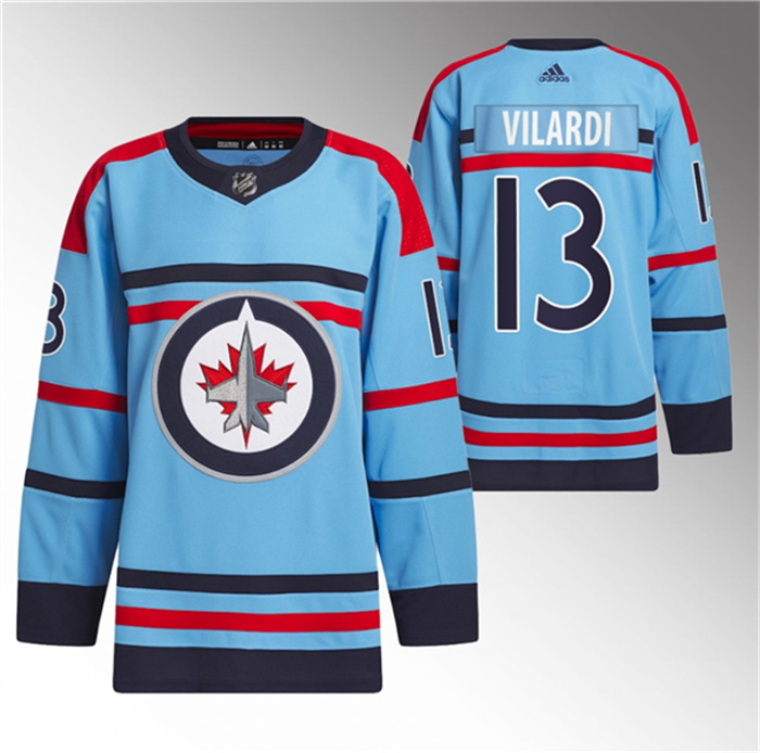 Men's Winnipeg Jets #13 Gabriel Vilardi Light Blue Anniversary Primegreen Stitched Jersey Men's Winnipeg Jets #13 Gabriel Vilardi Light Blue Anniversary Primegreen Stitched Jersey