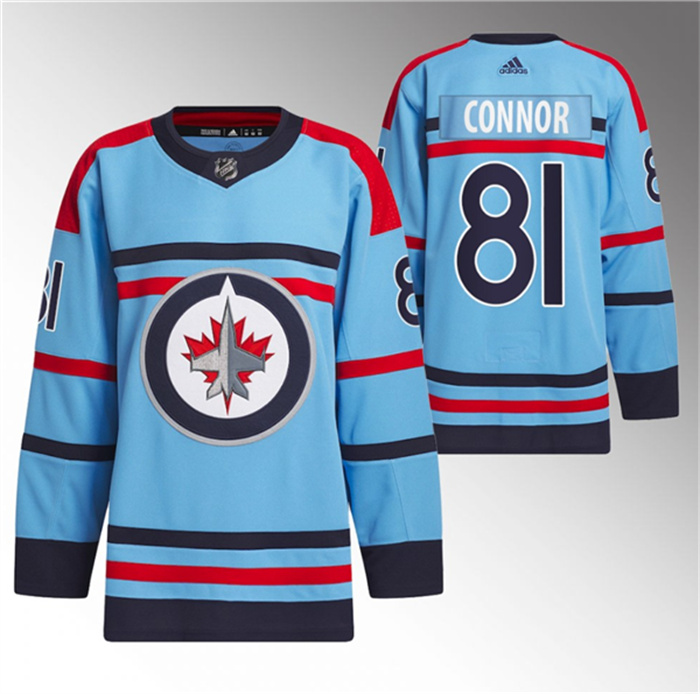 Men's Winnipeg Jets #81 Kyle Connor Light Blue Anniversary Primegreen Stitched Jersey Men's Winnipeg Jets #81 Kyle Connor Light Blue Anniversary Primegreen Stitched Jersey