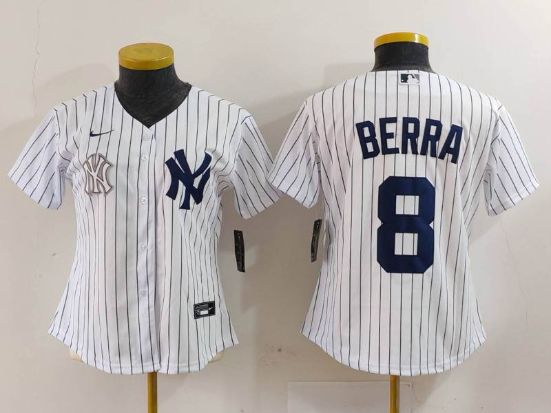 Women's New York Yankees #8 Barra Grey White Team Cool Base Stitched Jersey(Run Small) 1