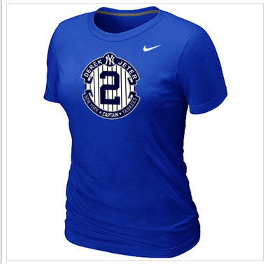 New Derek Jeter New York Yankees Official Final Season Commemorative Logo Women's Blended T-Shirt Blue
