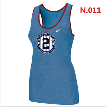 New Derek Jeter New York Yankees Official Final Season Commemorative Logo stretch Tank Top L.Blue