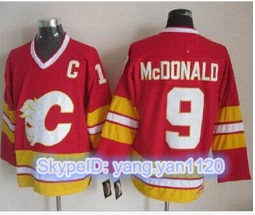 Calgary Flames #9 Lanny McDonald Red CCM Throwback Stitched NHL Jersey