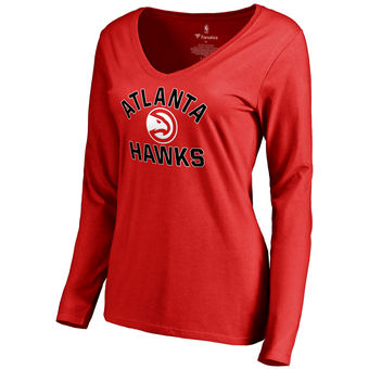 Women's Atlanta Hawks Red Overtime Slim Fit Long Sleeve T-Shirt