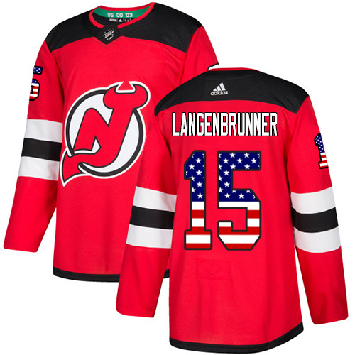 Adidas Devils #15 Langenbrunner Red Home Authentic USA Flag Stitched NHL Jersey Adidas Devils #15 Langenbrunner Red Home Authentic USA Flag Stitched NHL Jersey