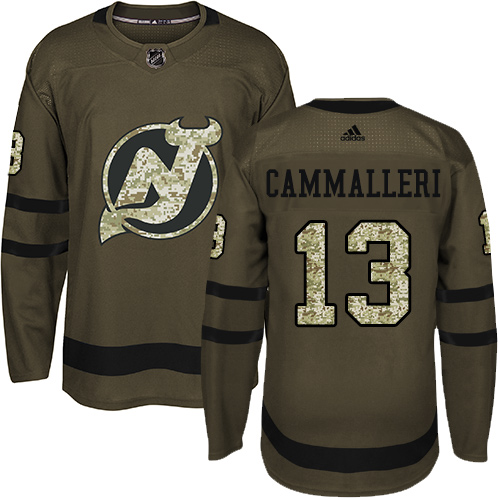 Adidas Devils #13 Mike Cammalleri Green Salute to Service Stitched NHL Jersey