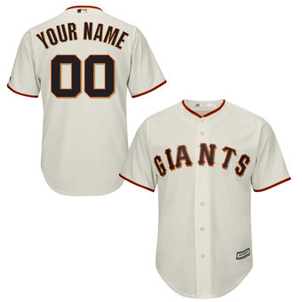 Youth San Francisco Giants Majestic Cream Custom Cool Base Jersey