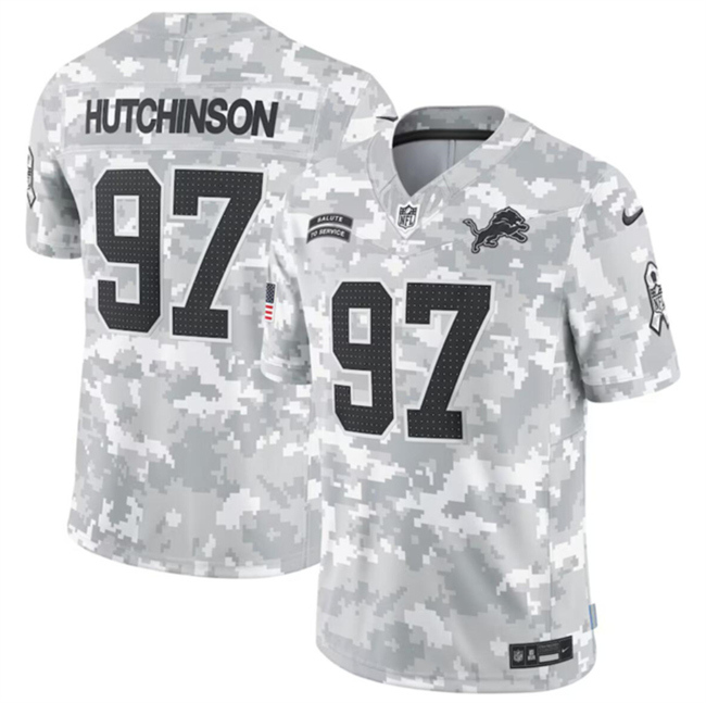 Youth Detroit Lions #97 Aidan Hutchinson 2024 F.U.S.E Arctic Camo Salute To Service Limited Stitched Jersey Youth Detroit Lions #97 Aidan Hutchinson 2024 F.U.S.E Arctic Camo Salute To Service Limited Stitched Jersey