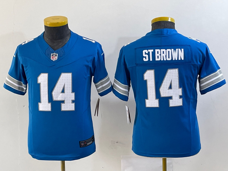 Youth Detroit Lions #14 Amon-Ra St. Brown Blue 2024 F.U.S.E. Vapor Limited Stitched Jersey Youth Detroit Lions #14 Amon-Ra St. Brown Blue 2024 F.U.S.E. Vapor Limited Stitched Jersey