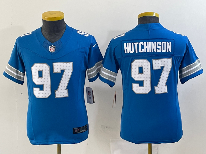 Youth Detroit Lions #97 Aidan Hutchinson Blue 2024 F.U.S.E. Vapor Limited Stitched Jersey Youth Detroit Lions #97 Aidan Hutchinson Blue 2024 F.U.S.E. Vapor Limited Stitched Jersey