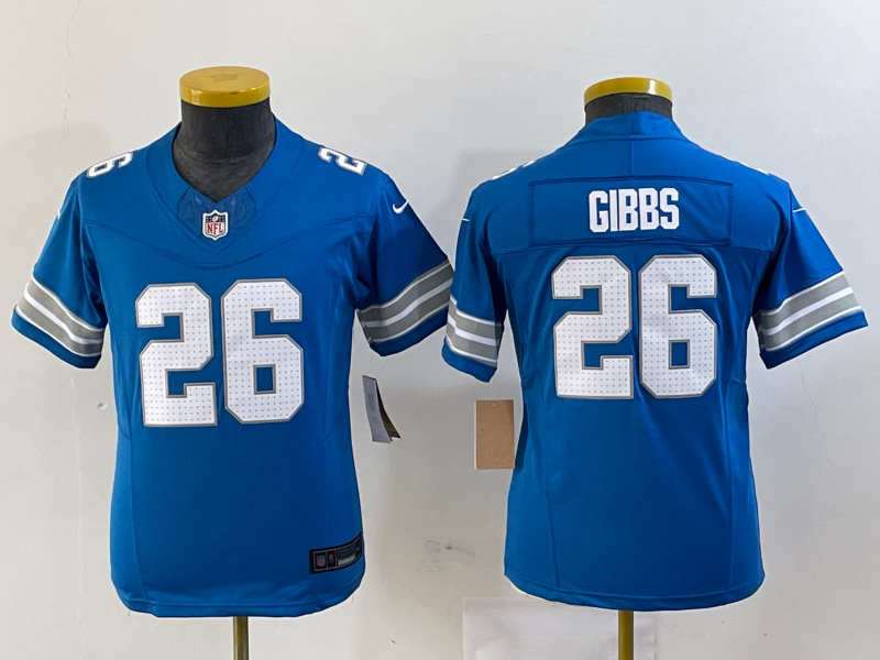 Youth Detroit Lions #26 Jahmyr Gibbs Blue 2024 F.U.S.E. Vapor Limited Stitched Jersey Youth Detroit Lions #26 Jahmyr Gibbs Blue 2024 F.U.S.E. Vapor Limited Stitched Jersey
