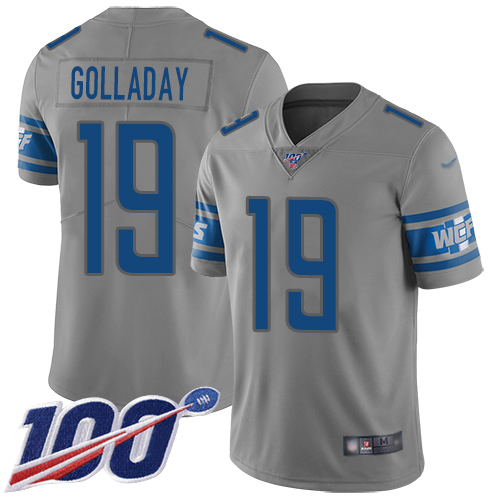 Lions #19 Kenny Golladay Gray Youth Stitched Football Limited Inverted Legend 100th Season Jersey Lions #19 Kenny Golladay Gray Youth Stitched Football Limited Inverted Legend 100th Season Jersey