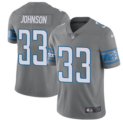 Nike Lions #33 Kerryon Johnson Gray Youth Stitched NFL Limited Rush Jersey Nike Lions #33 Kerryon Johnson Gray Youth Stitched NFL Limited Rush Jersey