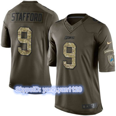 Nike Lions #9 Matthew Stafford Green Youth Stitched NFL Limited Salute to Service Jersey