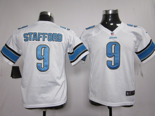 Nike NFL Youth Detroit Lions 9# Matthew Stafford White jerseys