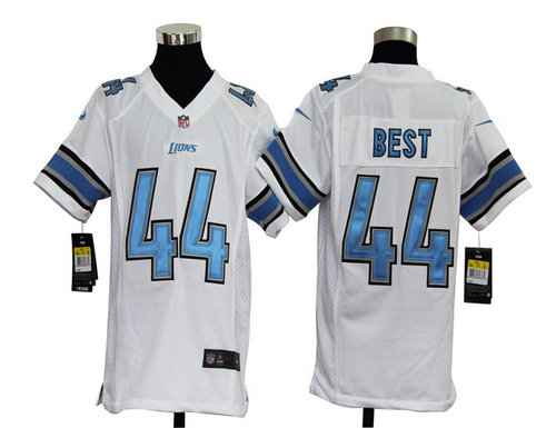 Youth Nike NFL Detroit Lions 44 Jahvid Best White Jerseys