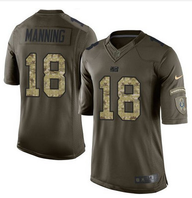Nike Colts #18 Peyton Manning Green Youth Stitched NFL Limited Salute to Service Jersey