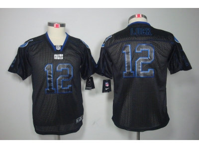 NEW Youth NFL Indianapolis Colts #12 Andrew Luck black jerseys(Lights Out Elite)