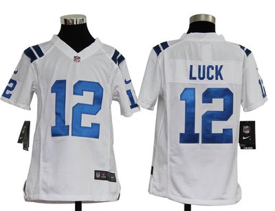 Kids Nike Indianapolis Colts #12 Andrew Luck White Nike NFL Jerseys