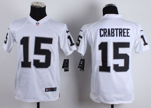 Nike Raiders #15 Michael Crabtree White Youth Stitched NFL Elite Jersey