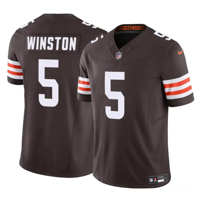 Youth Cleveland Browns #5 Jameis Winston Brown 2023 F.U.S.E Vapor Limited Stitched Football Jersey Youth Cleveland Browns #5 Jameis Winston Brown 2023 F.U.S.E Vapor Limited Stitched Football Jersey