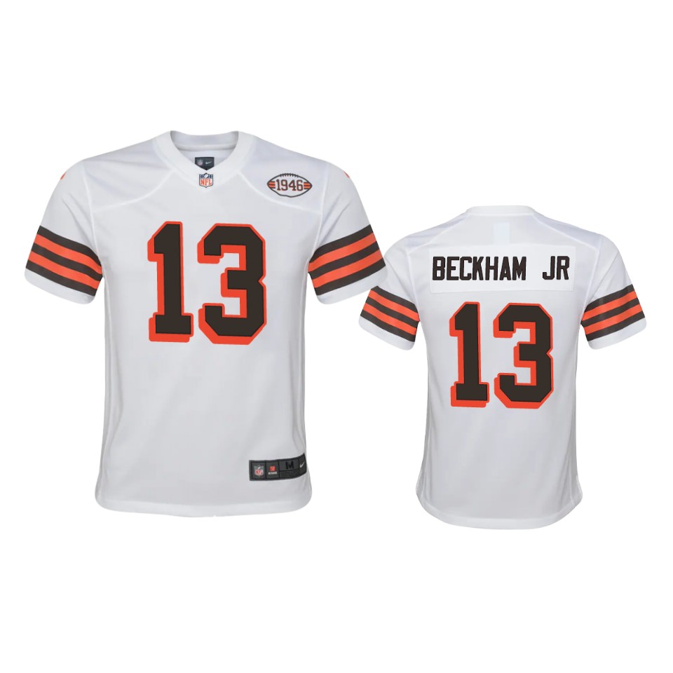 Youth Browns #13 Odell Beckham Jr. Nike 1946 Collection Alternate Game Limited NFL Jersey - White Youth Browns #13 Odell Beckham Jr. Nike 1946 Collection Alternate Game Limited NFL Jersey - White