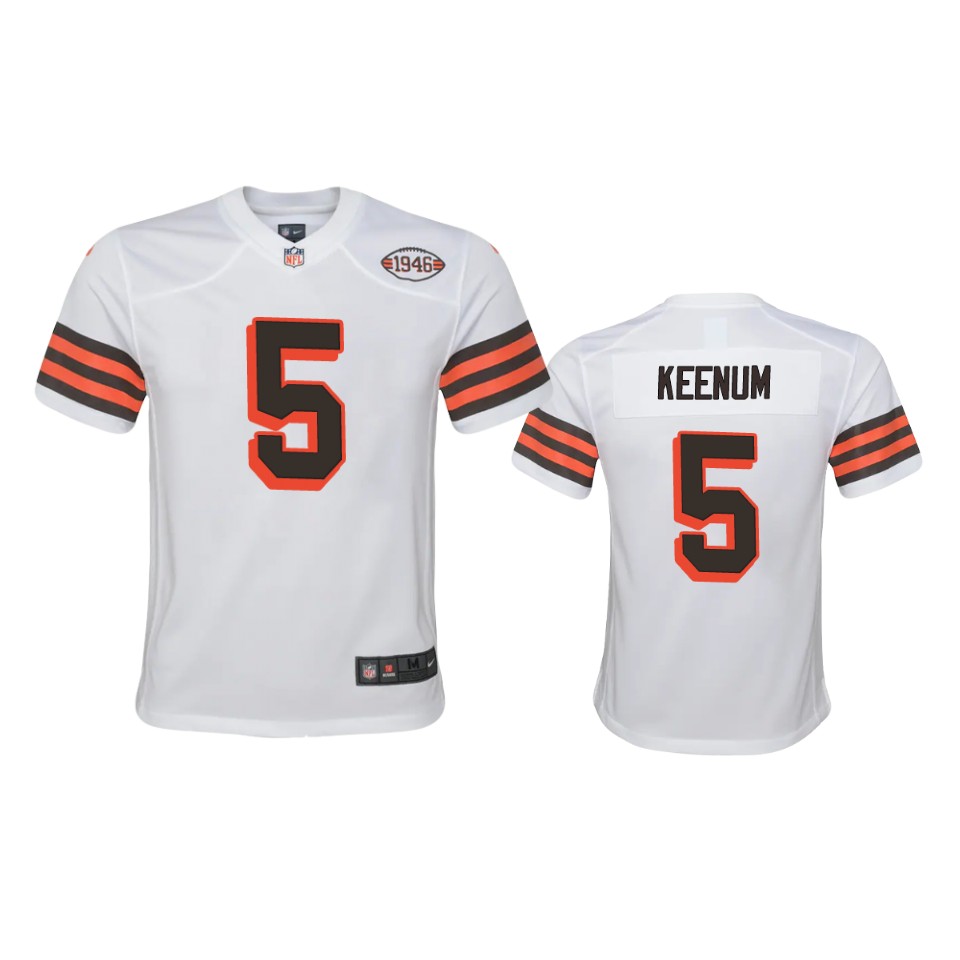 Youth Browns #5 Case Keenum Nike 1946 Collection Alternate Game Limited NFL Jersey - White Youth Browns #5 Case Keenum Nike 1946 Collection Alternate Game Limited NFL Jersey - White