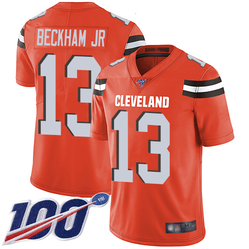 Browns #13 Odell Beckham Jr Orange Alternate Youth Stitched Football 100th Season Vapor Limited Jersey Browns #13 Odell Beckham Jr Orange Alternate Youth Stitched Football 100th Season Vapor Limited Jersey