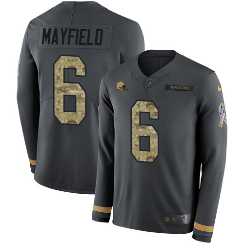 Nike Browns #6 Baker Mayfield Anthracite Salute to Service Youth Nike Browns #6 Baker Mayfield Anthracite Salute to Service Youth